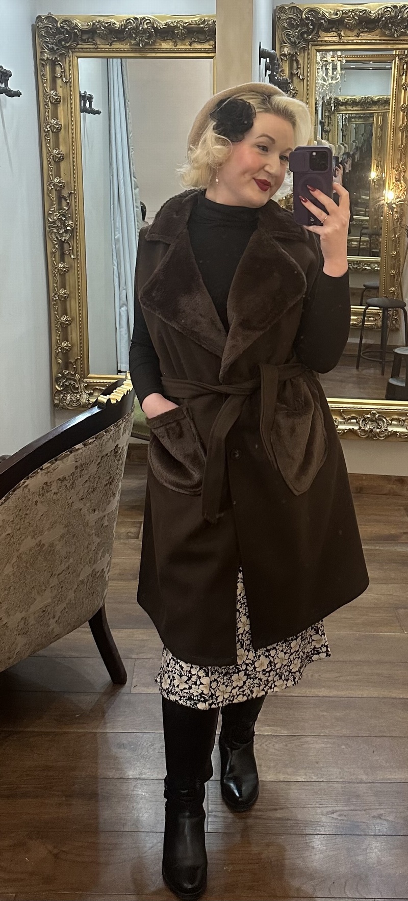 Lin Faux Fur W/Coat Brown