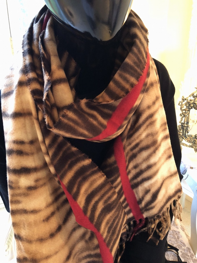 Zebra print Red Stripe Scarf