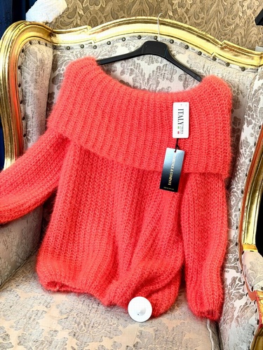 Off Shoulder Knit Orange