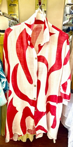 Long Linen Effect Shirt Grey